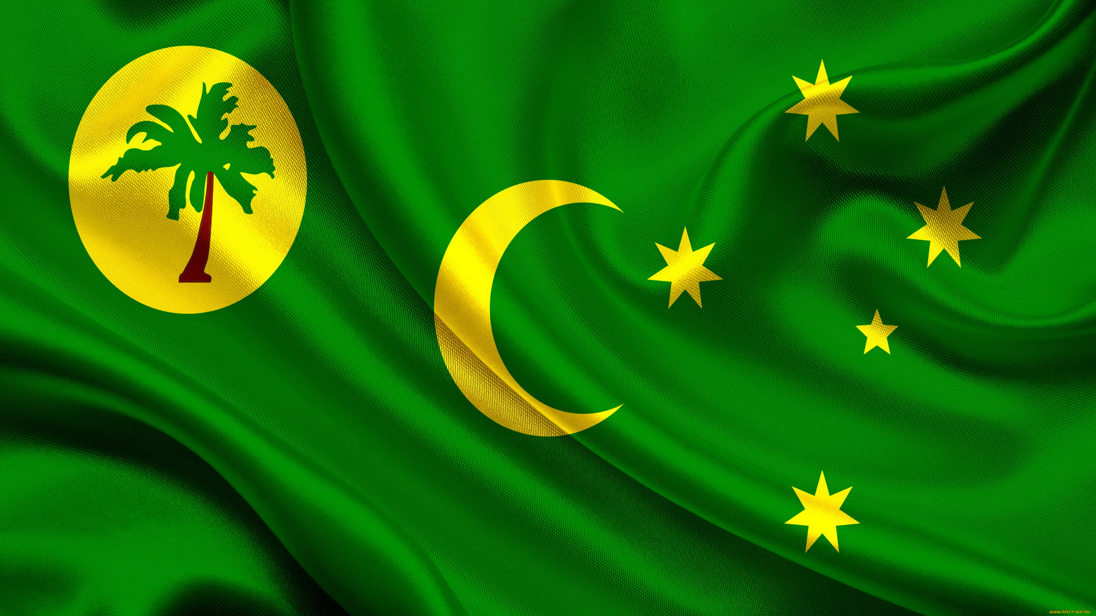 Зеленый флаг с луной. Флаг кокосовые килинг острова. Зеленый флаг. Зеленый флаг с желтым полумесяцем. Флаг зелёный со звездочками желтыми.
